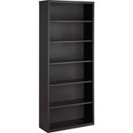 Lorell Fortress Series Bookcase - 82" Height x 34.5" Width x 13" Depth - 6 Shelve(s) - Material: Steel - Finish: Charcoal, Powder Coated - Adjustable Shelf, Welded, Durable Product Image 