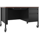 Lorell Fortress Series 48" Mobile Right-Pedestal Teachers Desk - 29.5" Height x 48" Width x 30" DepthBox, File Drawer(s) - Single Pedestal on Right Side - T-mold Edge Product Image 