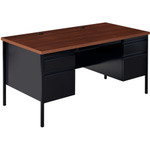 Lorell Fortress Series Double-Pedestal Desk - Rectangle Top - 60" Table Top Width x 30" Table Top Depth x 1.12" Table Top Thickness - 29.50" Height - Office, File - Assembly Required - (LLR60927) Product Image 