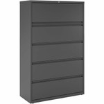Lorell Fortress Series Lateral File w/Roll-out Posting Shelf - 42" Width x 18.6" Depth x 67.7" Height - 5 x Drawer(s) - Legal, Letter, A4 - Lateral - Rust Proof, Leveling Glide, Interlocking Product Image 