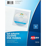 Avery Vinyl Self-Adhesive Media/CD/DVD Pockets - 10 x CD/DVD Capacity - Top Loading - Clear - Vinyl Product Image 