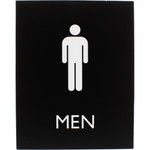 Lorell Men's Restroom Sign - Print/Message "Men" - 6.4" Width x 8.5" Height - Rectangular Shape - Surface-mountable - Easy Readability, Braille Product Image 