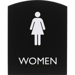 Lorell Arched Women's Restroom Sign - Print/Message "Women" - 6.8" Width x 8.5" Height - Rectangular Shape - Surface-mountable - Easy Readability, Braille Product Image 