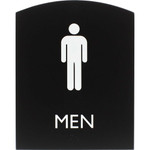 Lorell Arched Men's Restroom Sign - Print/Message "Men" - 6.8" Width x 8.5" Height - Rectangular Shape - Surface-mountable - Easy Readability, Braille Product Image 