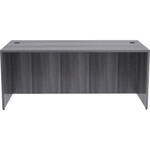 Lorell Essentials Series Rectangular Desk Shell - 29.5" Height x 72" Width x 36" Depth, x 1" Thickness Top - Laminate, Weathered Charcoal Table Top - Grommet Product Image 
