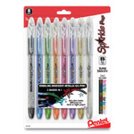 Pentel Sparkle Pop Metallic Gel Pen, Stick, Bold 1 mm, Assorted Ink Colors, Clear Barrel, 8/Pack (PENK91BPS8M) View Product Image