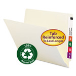 Smead 100% Recycled Manila End Tab Folders, Straight Tabs, Letter Size, 0.75" Expansion, Manila, 100/Box View Product Image