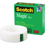 Scotch Magic Tape - 36 yd Length x 0.50" Width - 1" Core - Matte - Clear - Split Resistant, Tear Resistant - (MMM810121296PK) Product Image 