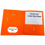 Business Source Letter Portfolio - 8 1/2" x 11" - 125 Sheets Capacity - Inside Front & Back Pocket(s) - Orange - Card Holder Product Image 