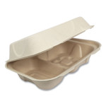 World Centric Fiber Hinged Hoagie Box Containers, 2-Compartment, 9 x 6 x 3, Natural, Paper, 500/Carton (WORTOSCU34D) View Product Image