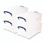 Really Useful Box Snap-Lid Storage Bin, 2.37 gal, 10.25" x 14.5" x 6.25", Clear/Blue, 4/Pack View Product Image