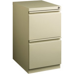 Lorell 20" File/File Mobile File Cabinet with Full-Width Pull - 15" Width x 20" Depth x 27.7" Height - Letter - Recessed Handle, Ball-bearing Suspension, Security Lock - Putty - Steel Product Image 