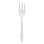 Berkley Square Mediumweight Polypropylene Cutlery, Fork, Plastic, White, 1,000/Carton BSQ1012000 View Product Image