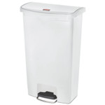 Rubbermaid Commercial Slim Jim Streamline Resin Step-On Container, Front Step Style, 18 gal, Polyethylene, White View Product Image