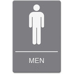 Headline Signs ADA MEN Restroom Sign - Print/Message "Men" - 6" Width x 9" Depth - Double Sided - Adhesive, Braille - Plastic Product Image 