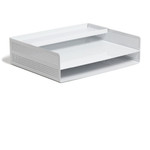U Brands Modern Perforated Metal Paper Tray - 3.30" Height x 12.10" Width x 9.50" Depth - Durable - White - Metal Product Image 