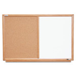 AbilityOne 7110015680401 SKILCRAFT Quartet Combination Board, 36 x 24, Tan/White Surface, Oak Wood Frame (NSN5680401) View Product Image