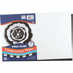 Tru-Ray Construction Paper - Art Project, Craft Project - 12" Width x 18" Length - Black, White - Sulphite, Fiber, Paper Product Image 