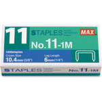 MAX No. 11-1M Staples - 15/64" Leg - 7/17" Crown - for Paper - Silver - 50 Per Strip Product Image 