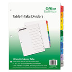 Office Essentials Table 'n Tabs Dividers, 10-Tab, 1 to 10, 11 x 8.5, White, Assorted Tabs, 1 Set (AVE11671) View Product Image