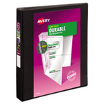 Avery Durable View Binder with DuraHinge and Slant Rings, 3 Rings, 1" Capacity, 11 x 8.5, Black (AVE17011) View Product Image