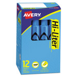 Avery HI-LITER Desk-Style Highlighters, Fluorescent Blue Ink, Chisel Tip, Blue/Black Barrel, Dozen (AVE24016) View Product Image