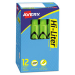 Avery HI-LITER Desk-Style Highlighters, Fluorescent Green Ink, Chisel Tip, Green/Black Barrel, Dozen (AVE24020) View Product Image