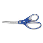 Westcott KleenEarth Soft Handle Scissors, 8" Long, 3.25" Cut Length, Blue/Gray Straight Handle (ACM15554) View Product Image