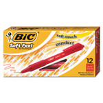 BIC Soft Feel Ballpoint Pen, Retractable, Medium 1 mm, Red Ink, Red Barrel, Dozen (BICSCSM11RD) View Product Image