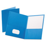 Oxford Twin-Pocket Folder, Embossed Leather Grain Paper, 0.5" Capacity, 11 x 8.5, Light Blue, 25/Box (OXF57501) View Product Image