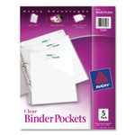 Avery Binder Pockets, 3-Hole Punched, 9.25 x 11, Clear, 5/Pack (AVE75243) View Product Image