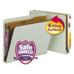 Smead End Tab Pressboard Classification Folders, Six SafeSHIELD Fasteners, 2" Expansion, 2 Dividers, Letter Size, Gray-Green, 10/BX (SMD26810) View Product Image