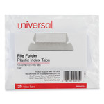 Universal Hanging File Folder Plastic Index Tabs, 1/5-Cut, Clear, 2.25" Wide, 25/Pack (UNV42215) View Product Image