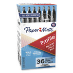 Paper Mate Profile Ballpoint Pen Value Pack, Retractable, Bold 1.4 mm, Black Ink, Smoke Barrel, 36/Box (PAP1921067) View Product Image