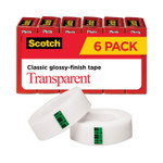 Scotch Transparent Tape, 1" Core, 0.75" x 83.33 ft, Transparent, 6/Pack (MMM600K6) View Product Image