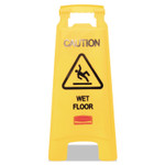 Rubbermaid Commercial Caution Wet Floor Sign, 11 x 12 x 25, Bright Yellow, 6/Carton (RCP611277YWCT) Product Image 