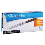 Paper Mate Flair Felt Tip Porous Point Pen, Stick, Extra-Fine 0.4 mm, Black Ink, Gray/Black Barrel, Dozen (PAP8330152) View Product Image