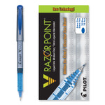 Pilot V Razor Point Liquid Ink Porous Point Pen, Stick, Extra-Fine 0.5 mm, Blue Ink, Gray Barrel, Dozen (PIL11021) View Product Image