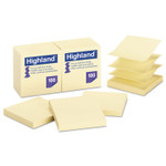 Highland Self-Stick Pop-up Notes, 3" x 3", Yellow, 100 Sheets/Pad, 12 Pads/Pack (MMM6549PUY) View Product Image