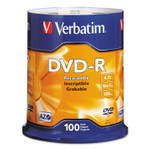 AbilityOne DVD-R Recordable Disc, 4.7 GB, 16x, Spindle, Silver, 100/Pack (VER95102) View Product Image