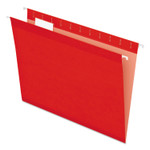 Pendaflex Colored Reinforced Hanging Folders, Letter Size, 1/5-Cut Tabs, Red, 25/Box (PFX415215RED) View Product Image