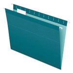 Pendaflex Colored Reinforced Hanging Folders, Letter Size, 1/5-Cut Tabs, Teal, 25/Box (PFX415215TEA) View Product Image
