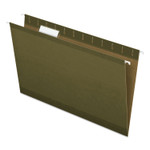 Pendaflex Reinforced Hanging File Folders with Printable Tab Inserts, Legal Size, 1/5-Cut Tabs, Standard Green, 25/Box (PFX415315) View Product Image