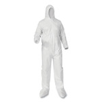 KleenGuard A35 Liquid and Particle Protection Coveralls, Zipper Front, Hood/Boots, Elastic Wrists/Ankles, White, 3X-Large, 25/Carton (KCC38952) View Product Image