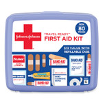 Johnson & Johnson Red Cross Red Cross Travel Ready Portable Emergency First Aid Kit, 80 Pieces, Plastic Case (JOJ202068) View Product Image