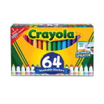 Crayola Broad Line Washable Markers, 48 Broad Bullet Tip/8 Gel/8 Window, Assorted Colors, 64/Set View Product Image