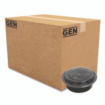 GEN Microwavable Food Container with Lid, Round, 16 oz, 6.29 x 6.29 x 1.96, Black/Clear, Plastic, 150/Carton View Product Image