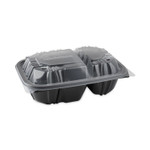 Pactiv Evergreen EarthChoice Vented Dual Color Microwavable Hinged Lid Container, 2-Compartment, 20 oz, 9x6x3, Black/Clear, Plastic, 140/CT (PCTDC962200B000) View Product Image