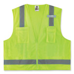 ergodyne GloWear 8249Z Class 2 Economy Surveyors Zipper Vest, Polyester, Large/X-Large, Lime, Ships in 1-3 Business Days (EGO24025) View Product Image