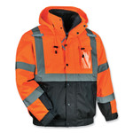 ergodyne GloWear 8381 Class 3 Hi-Vis 4-in-1 Quilted Bomber Jacket, Orange, 4X-Large, Ships in 1-3 Business Days (EGO25588) View Product Image